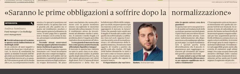 Il Sole 24 Ore Interview with Redhedge CEO, Andrea Seminara