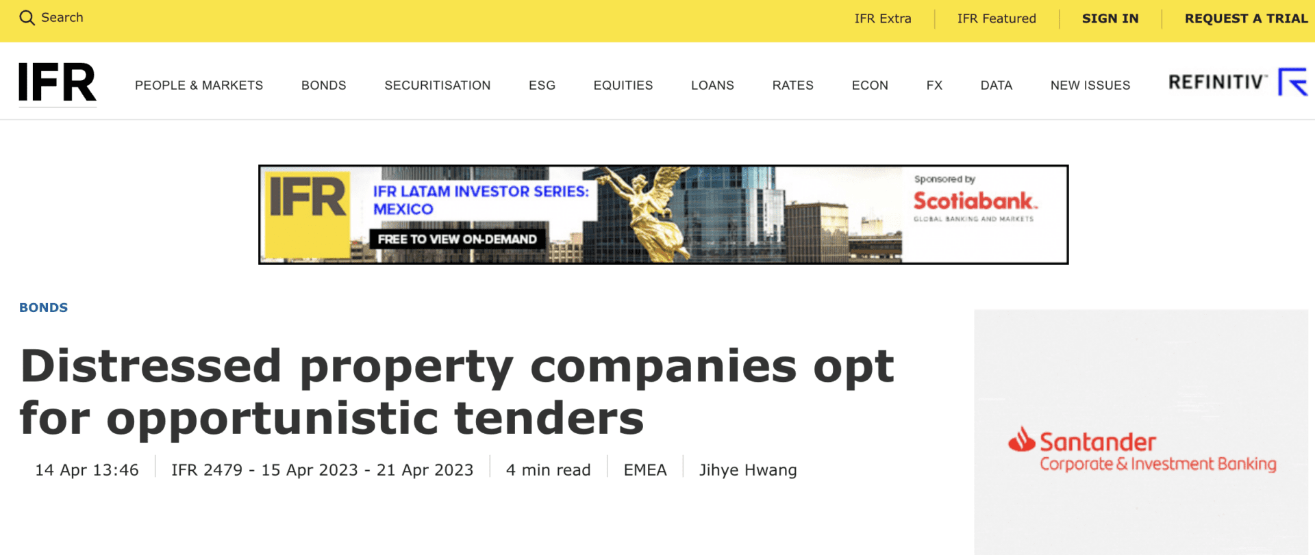 IFR: ‘Distressed property companies opt for opportunistic tenders’
